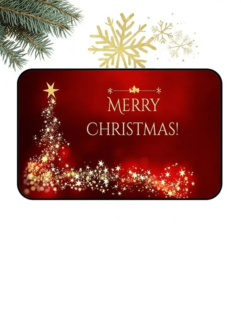 Maxi vianočná rohožka – červená s hviezdičkami