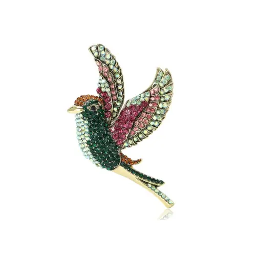 Elegantná brošňa farebný vták farba: gold/blue