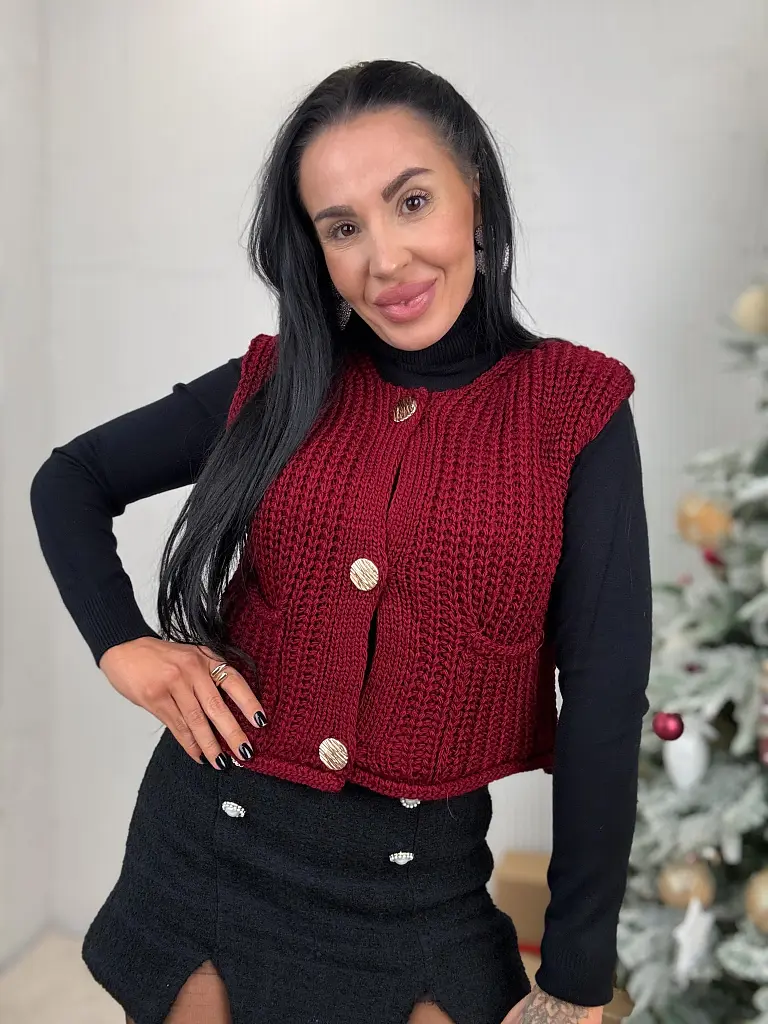 Chunky vesta so zlatými gombíkmi MERINA+