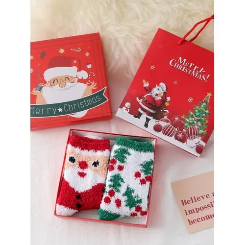Vianočné ponožky v darčekovej krabičke s darčekovou taškou veľkosť: 37-41
