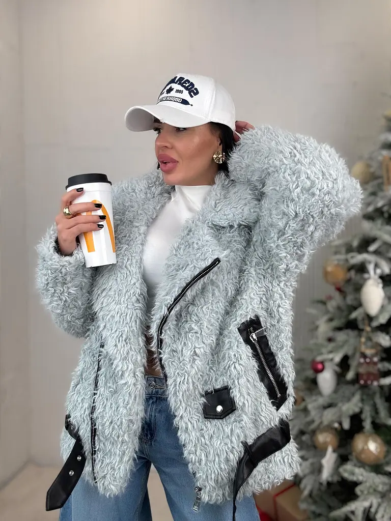 Kožušinková bunda s koženkovými detailmi POLETT+ - next