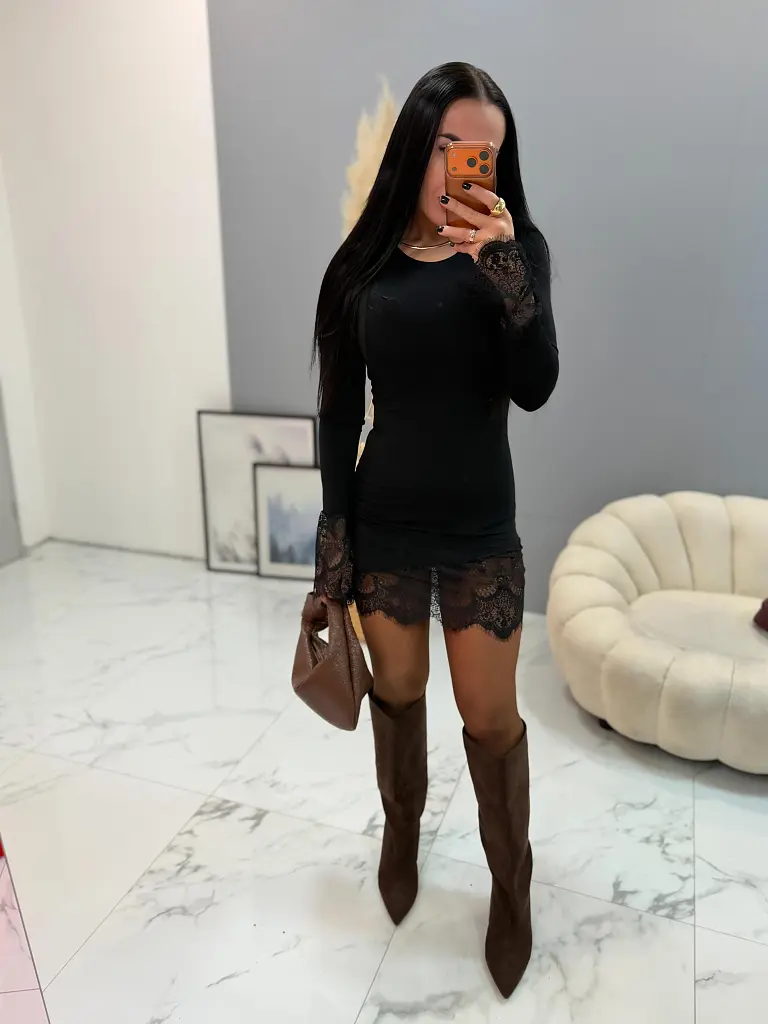 Čierne šaty so čipkou KENDARA - next