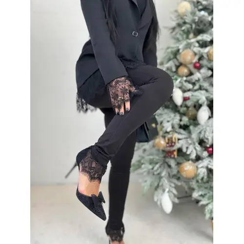 Čierne legíny s čipkou SEDRIA veľkosť: one size