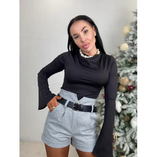 Svetlosivé hrubé šortky s opaskom KALISA veľkosť: M