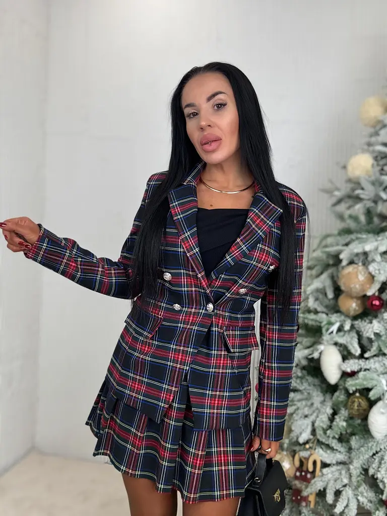 Kárované sako so zlatými gombíkmi MEARA+