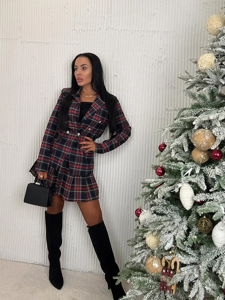 Kárované sako so zlatými gombíkmi MEARA+ - next