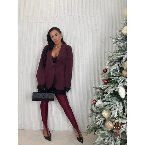 Vínové sako s čipkou MALEEN veľkosť: one size