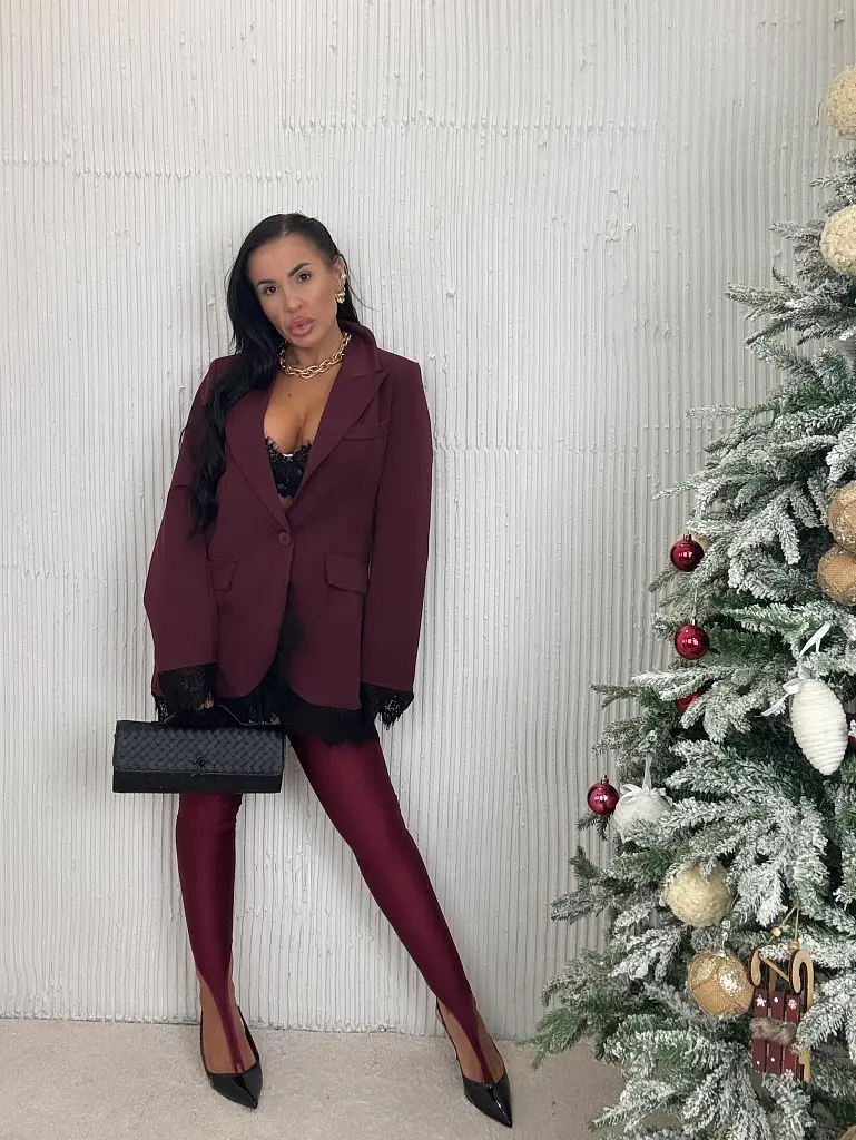 Vínové sako s čipkou MALEEN