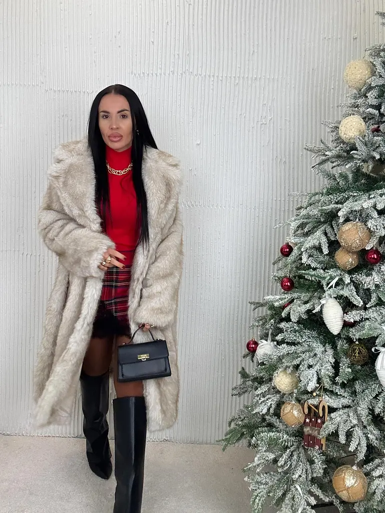 Kožušinová bunda s opaskom MIRANA - next