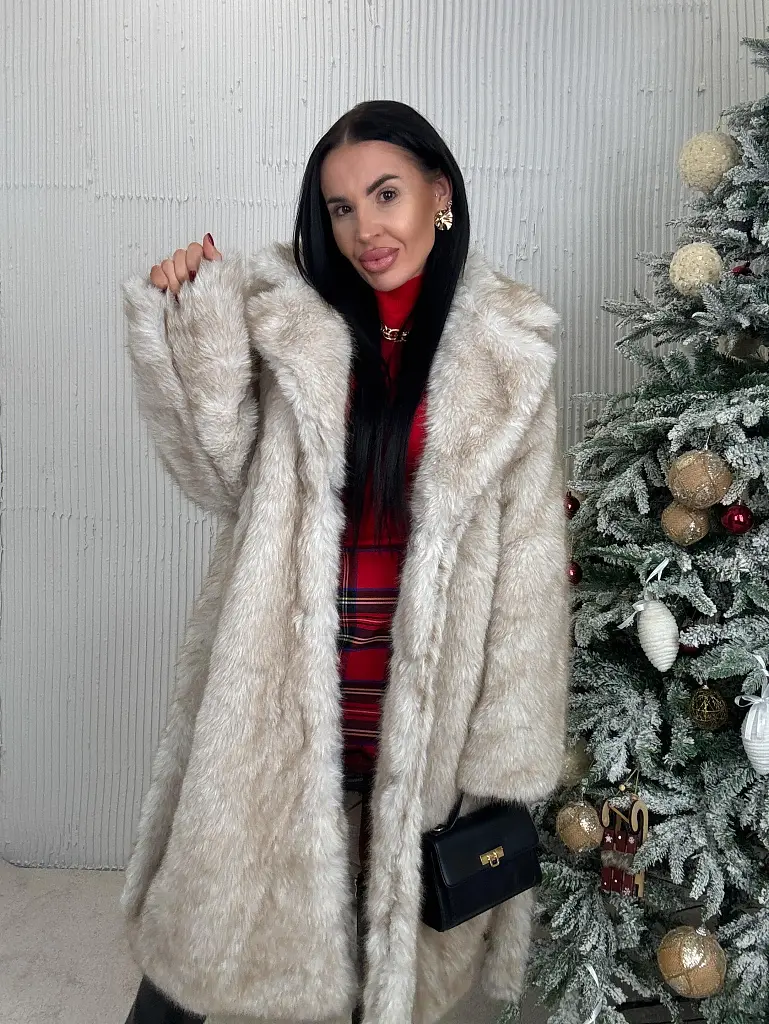 Kožušinová bunda s opaskom MIRANA