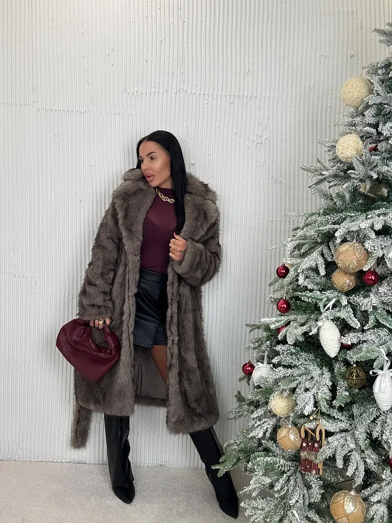 Kožušinová bunda s opaskom MIRANA - next