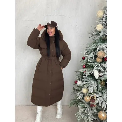 Dlhá bunda s kožušinou a kapucňou NESIA veľkosť: XL