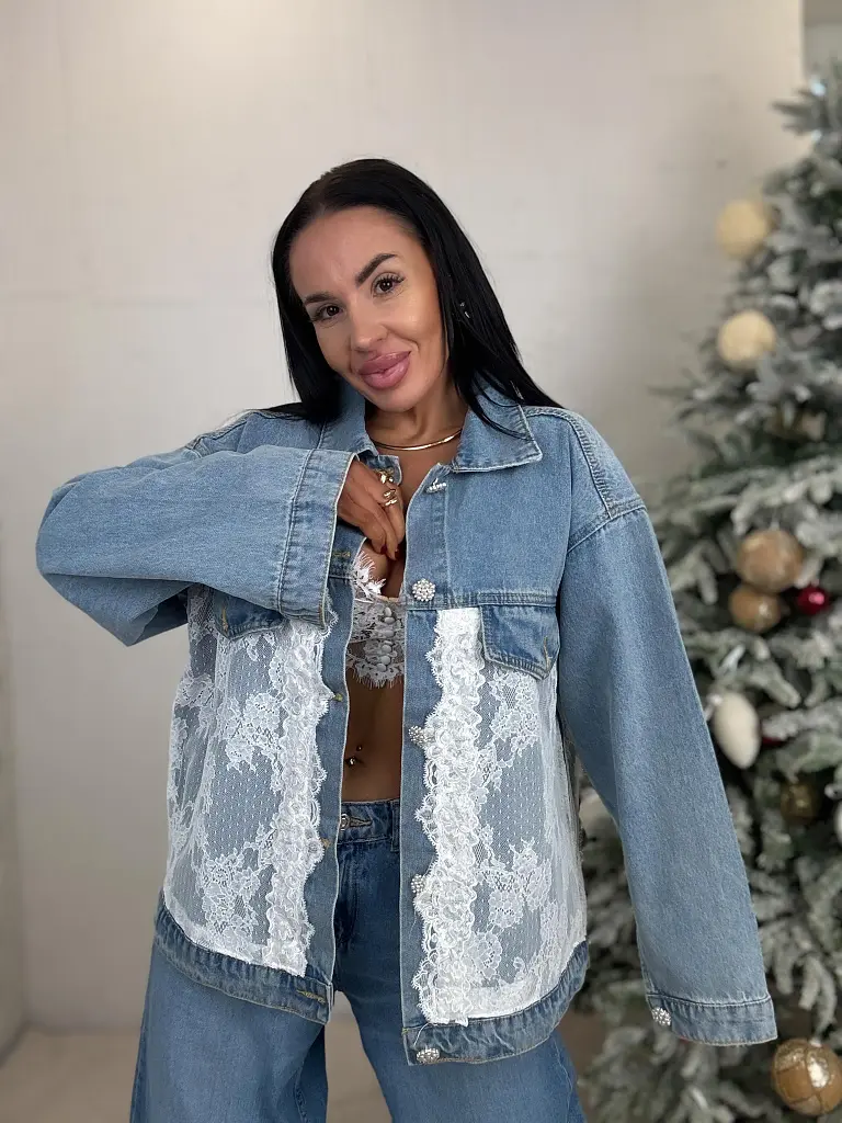 Dámska denim bunda s čipkou ARRYNA