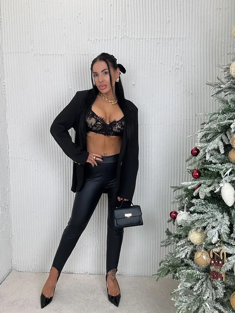 Čierne kožené legíny kaliopky FABINA