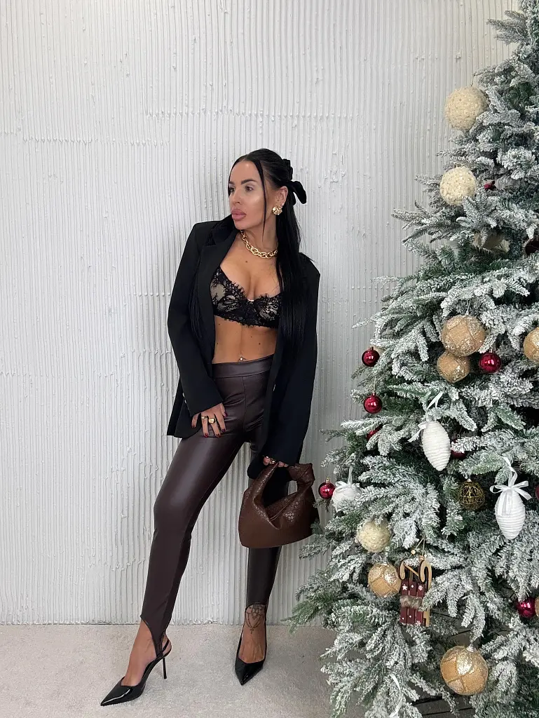 Hnedé kožené legíny kaliopky FABINA