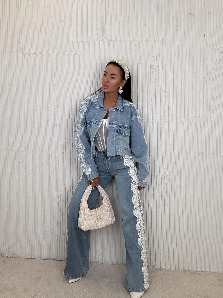 Dámska denim bunda s čipkou ENITE - next