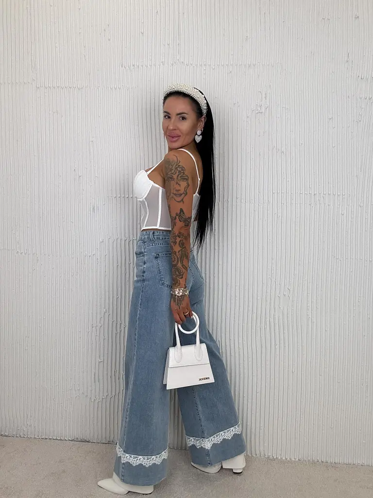 Wide-leg rifle s čipkovým detailom BRIE