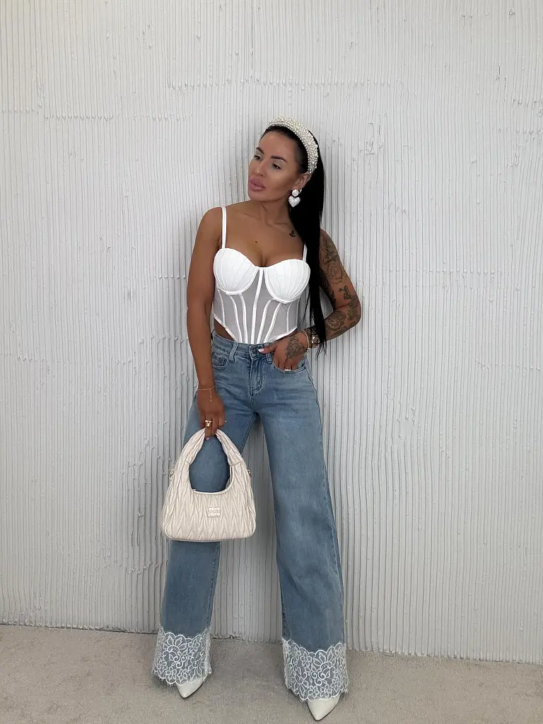 Wide-leg rifle s čipkovým detailom BRETIA