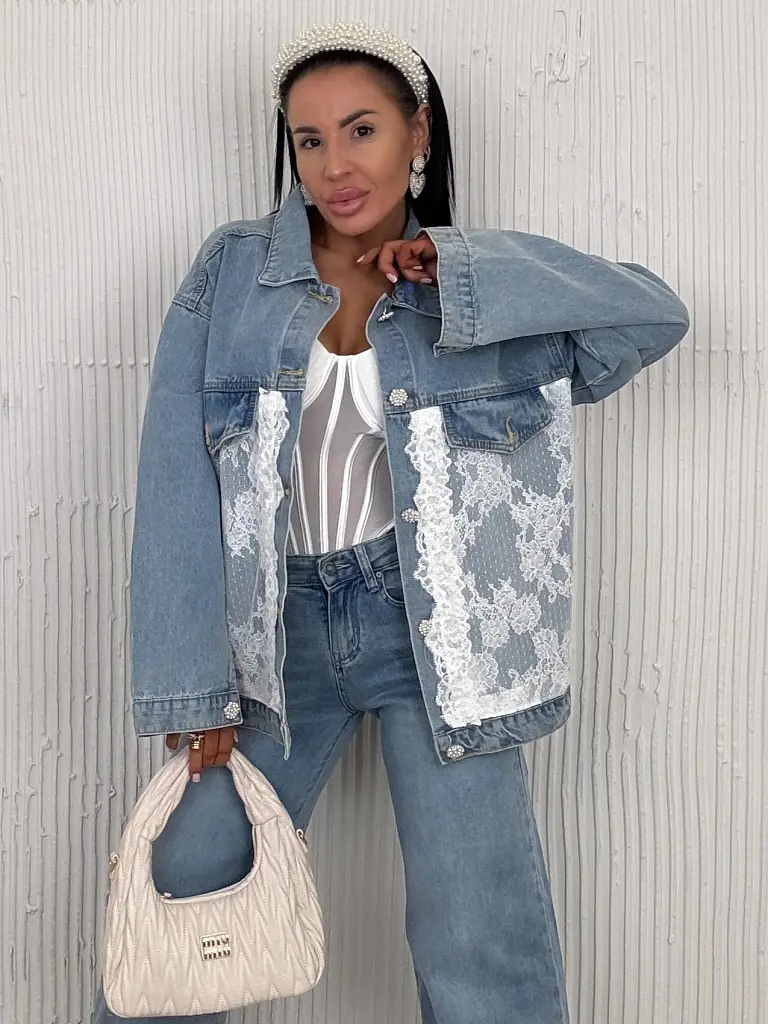 Dámska denim bunda s čipkou ARRYNA