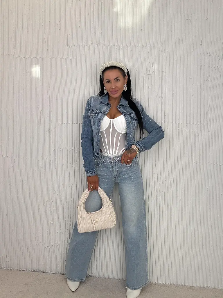 Dámska denim bunda s kamienkami ENIDA - next