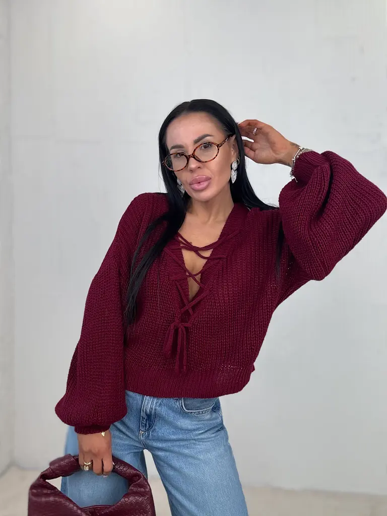 Pletený pulóver so šnurovaním vpredu  ZAFIRA - next