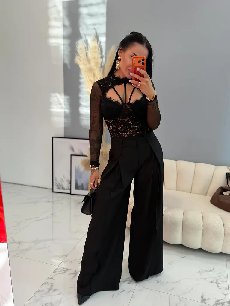 Čierne nohavice wide-leg VAIDA