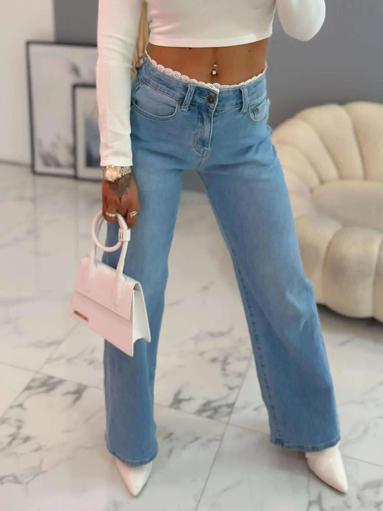 Wide-leg rifle s čipkovým detailom ROVIRA - next