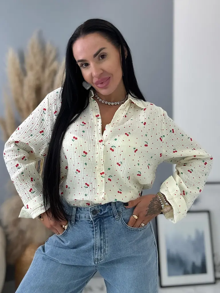Dámska mušelínová blúzka s čerešničkami SHURI