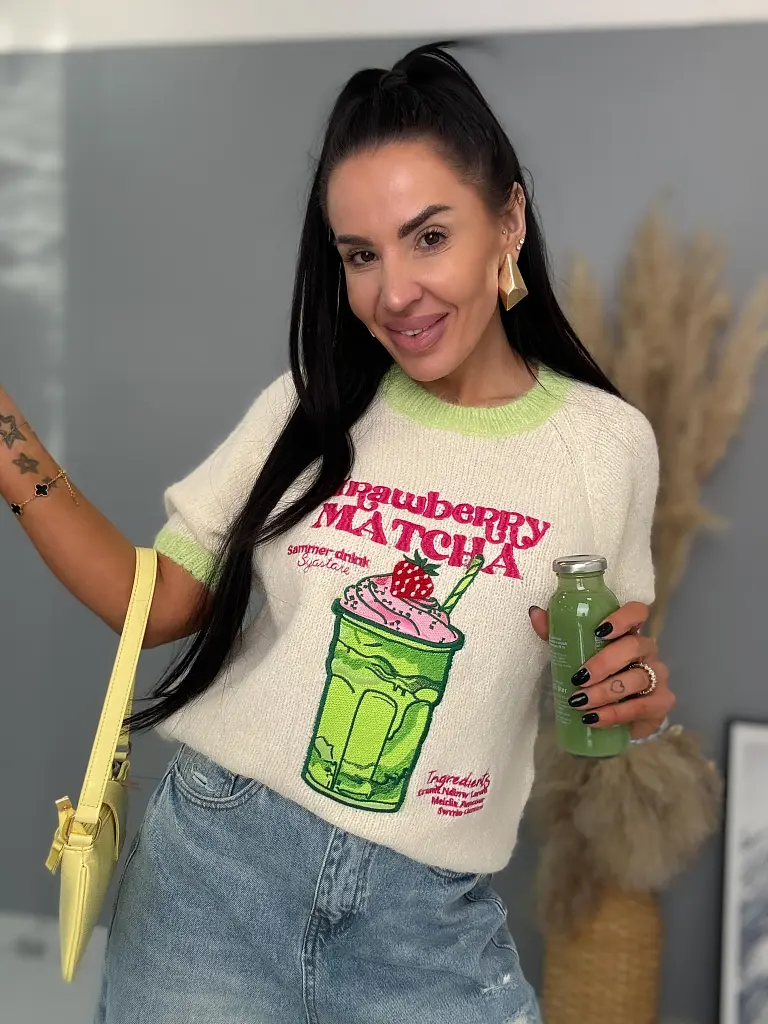 Pletený pulóver s výšivkou MATCHA