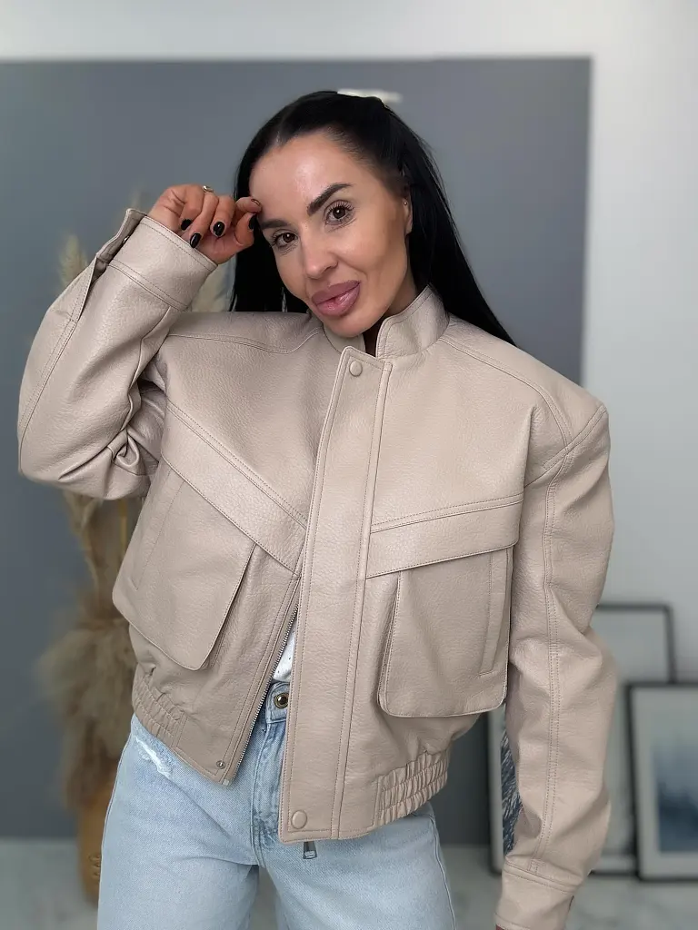 Koženková bunda s vypchávkami NALONA