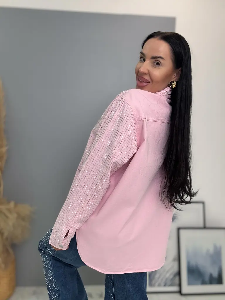 Denimový košeľový kabát s kamienkami ANZIA - next