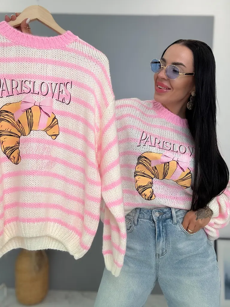 Jemný mohérový pulóver s potlačou PARIS - next