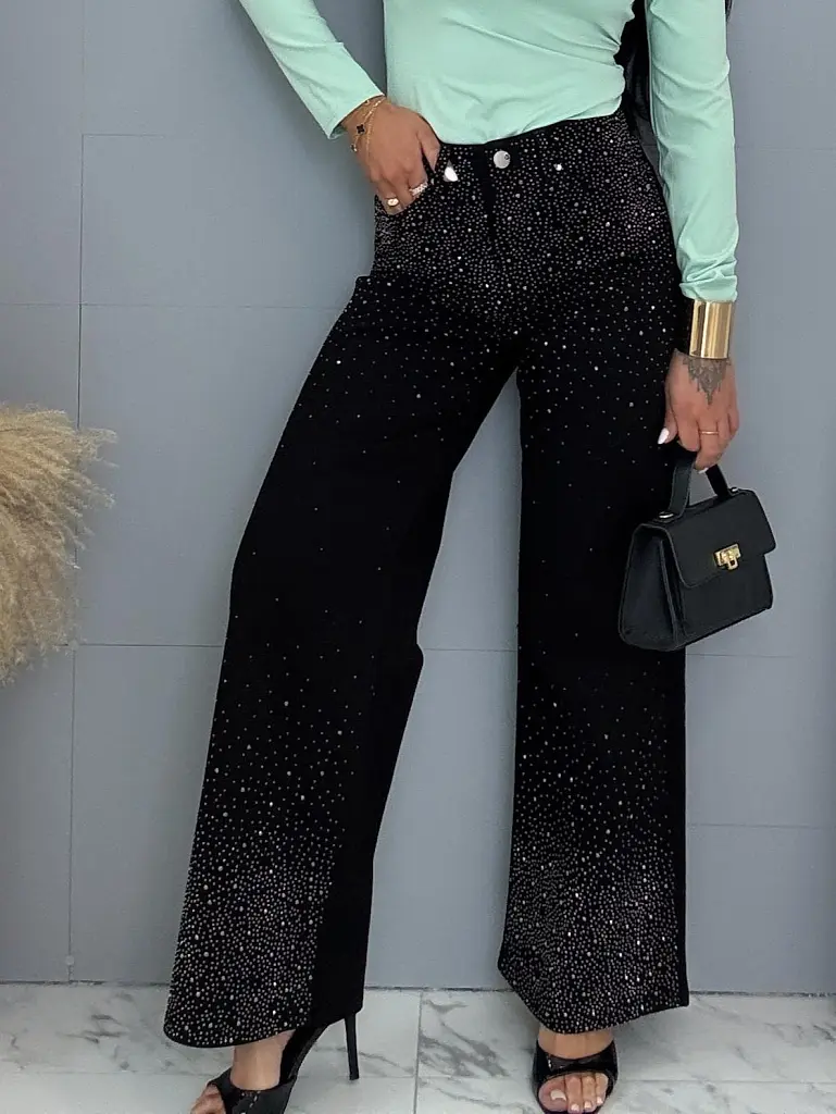 Vysokopásové wide leg rifle s kamienkami - next