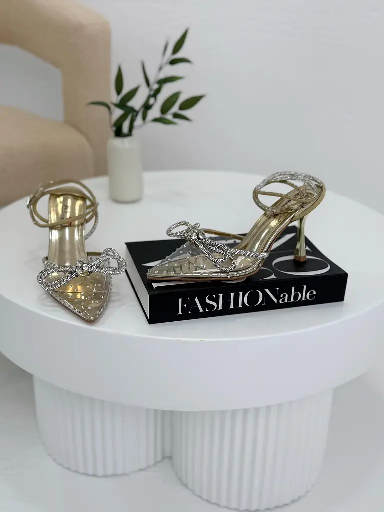 Transparentné sandále s kamienkami a mašľou GITTA - next