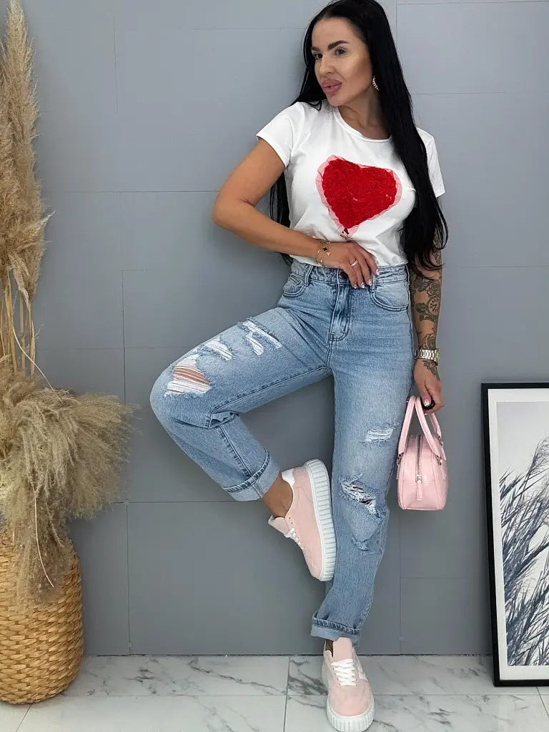 Roztrhané mom fit rifle s vysokým pásom  - next