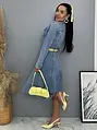 Denim šaty na gombíky zdobené kamienkami CELENA