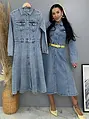 Denim šaty na gombíky zdobené kamienkami CELENA