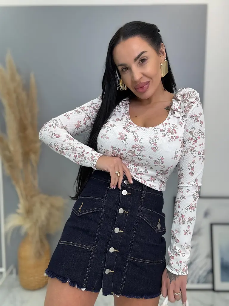 Denimový skort s gombíkmi vpredu NANNY