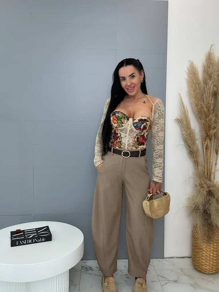 Balónové nohavice s gumeným pásom a opaskom ERINE - next