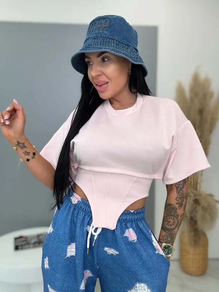 Pink crop top na viazenie BESIMA - next