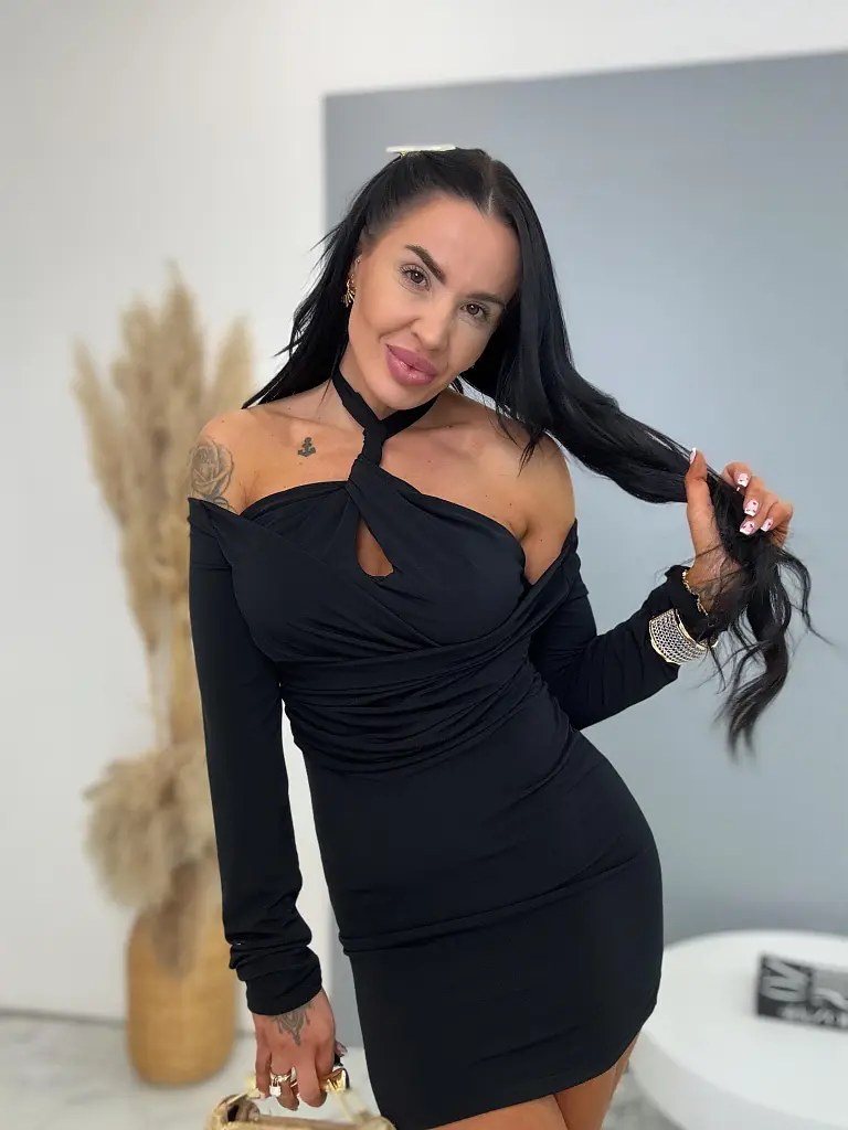 Party šaty s viazaním za krkom SKY