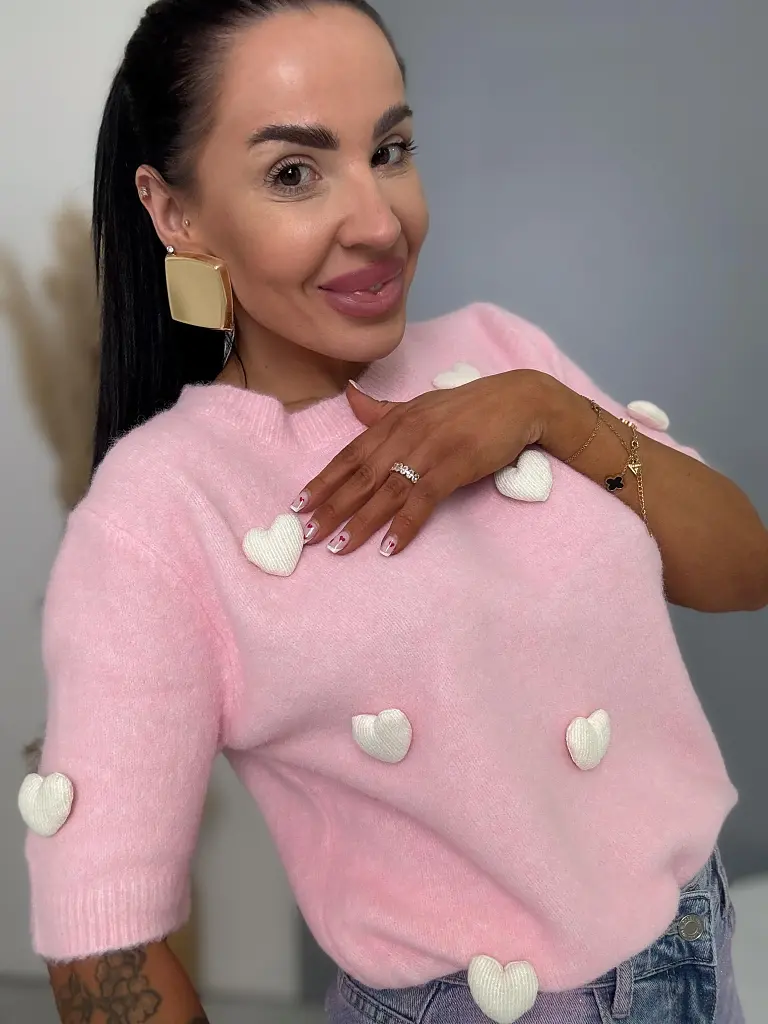 Jemný mohérový pulóver so srdiečkami ADELIA