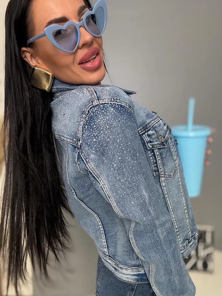 Dámska denim bunda s kamienkami ENIDA - next