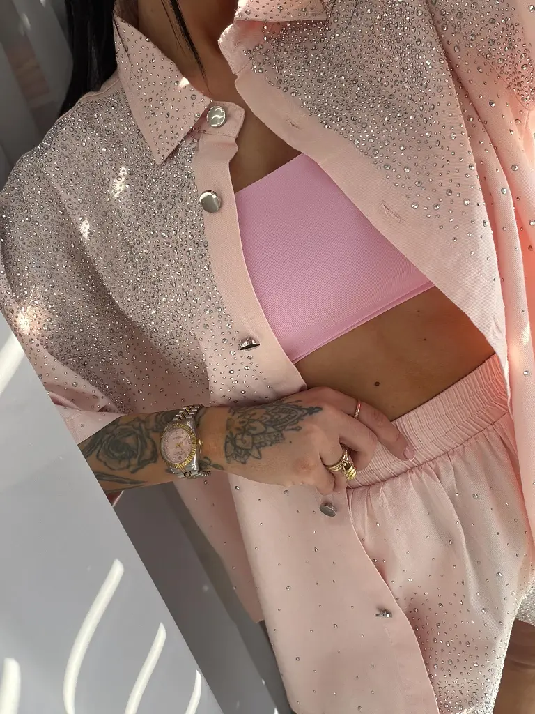 Elegantný denim komplet s kamienkami ERICA - next