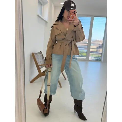 Prechodný krátky trenčkot kabát MONA veľkosť: one size