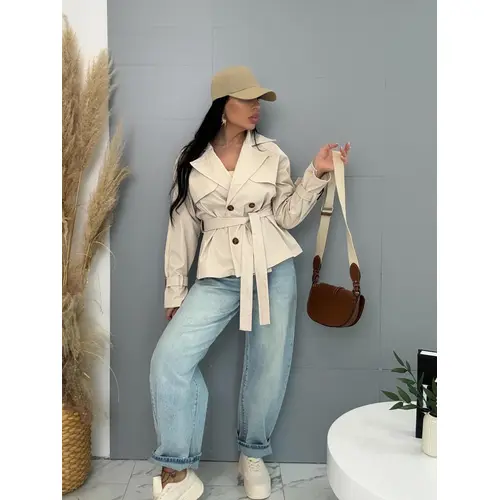 Prechodný krátky trenčkot kabát MONA veľkosť: one size