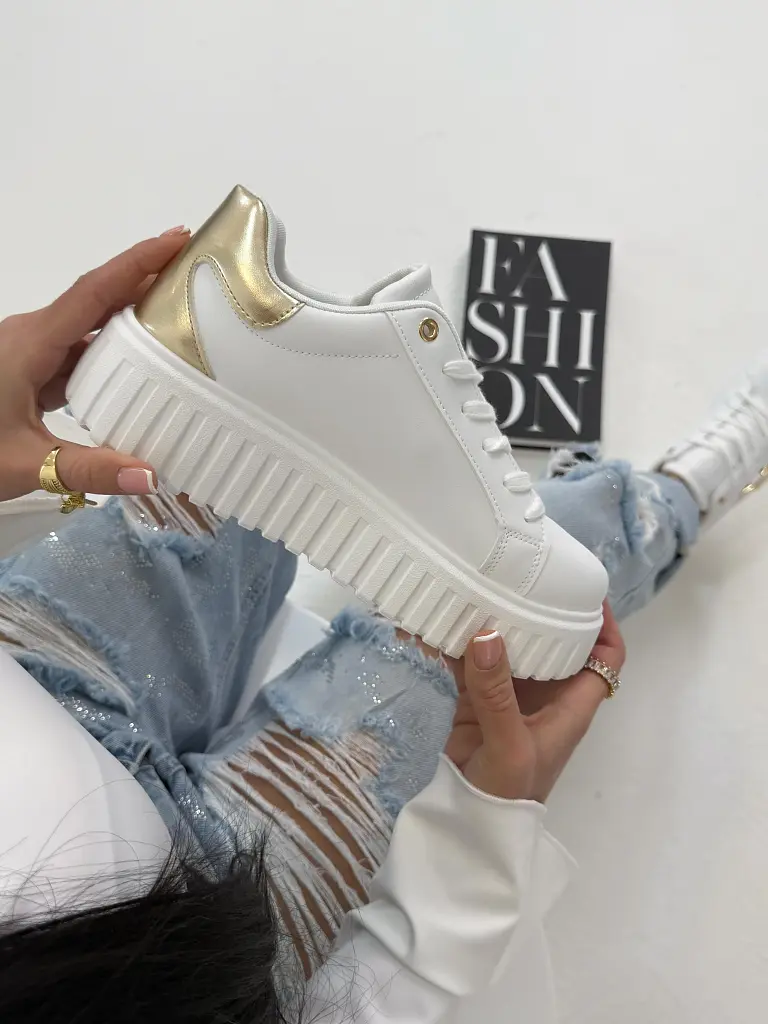 Platformové kožené tenisky so zlatými aplikáciami LIMA - next