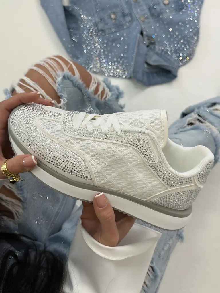 Platformové tenisky zdobené kamienkami NESANA-