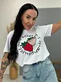 Biele tričko s flitrovým zdobením a potlačou STRAWBERRY 