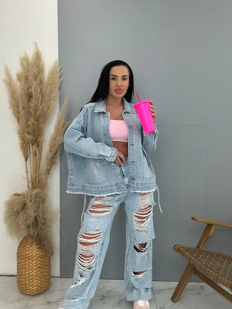 Dámsky denim kabát s kamienkami CELESTE - next